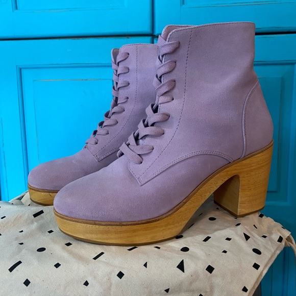Charlotte Stone Suede Lilac Purple Boots Clog Platform Size 9 Worn once indoors - Picture 13 of 15